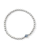 Abbie Silver Beaded Stretch Bracelet in Light Blue Mother of Pearl