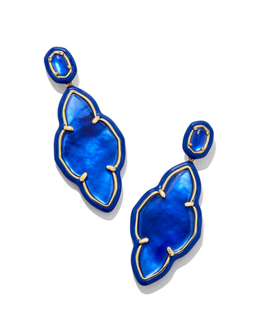 Abbie Enamel Frame Statement Earrings in Cobalt Illusion