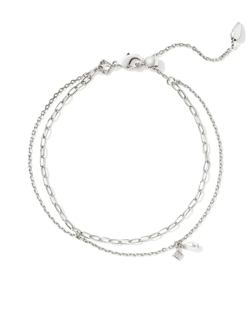 Eve Multi Strand Bracelet in White Pearl