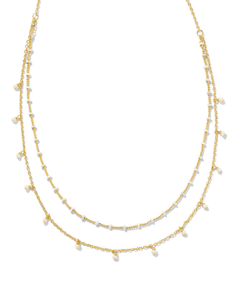 Eve Multi Strand Necklace in White Mix