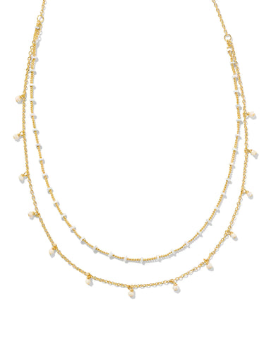 Eve Multi Strand Necklace in White Mix