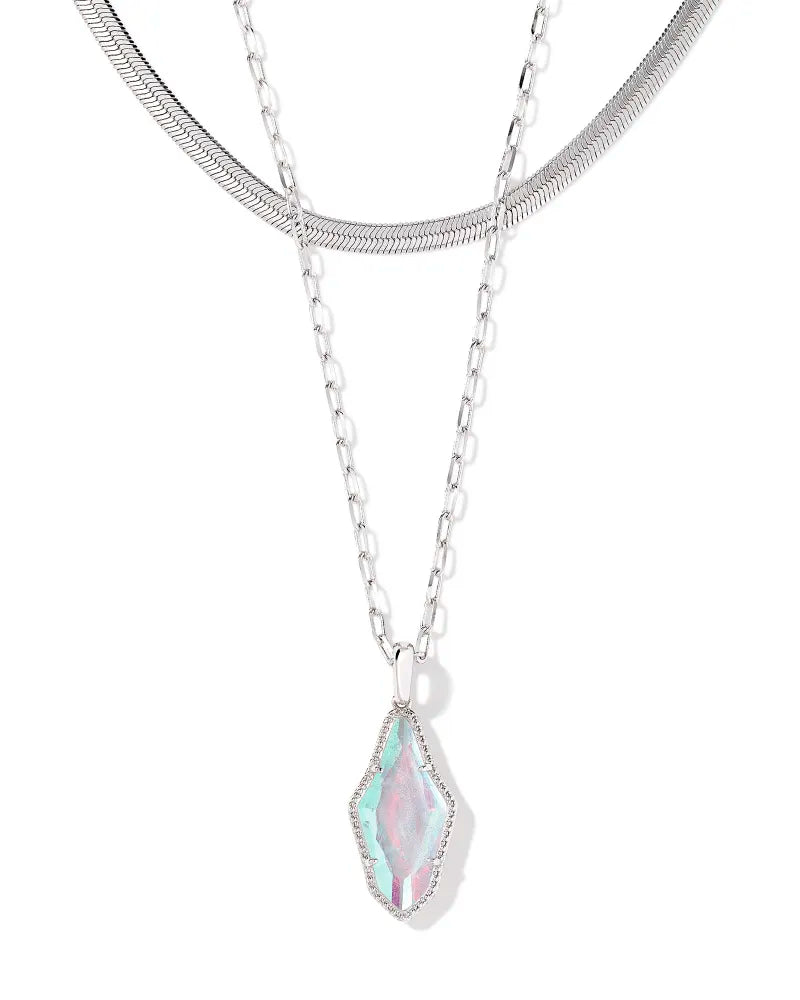 Evelyn Multi Stand Necklace in Silver Rock Crystal Dichoric