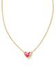 Framed Ari Heart Gold Short Pendant Necklace in Azalea Illusion