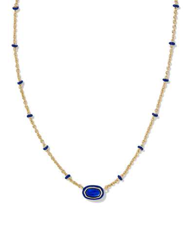 Mini Elisa Enamel Framed Pendant Necklace in Cobalt Illusion