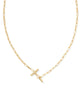 Pearl Gold Letter Short Pendant Necklace in White Pearl