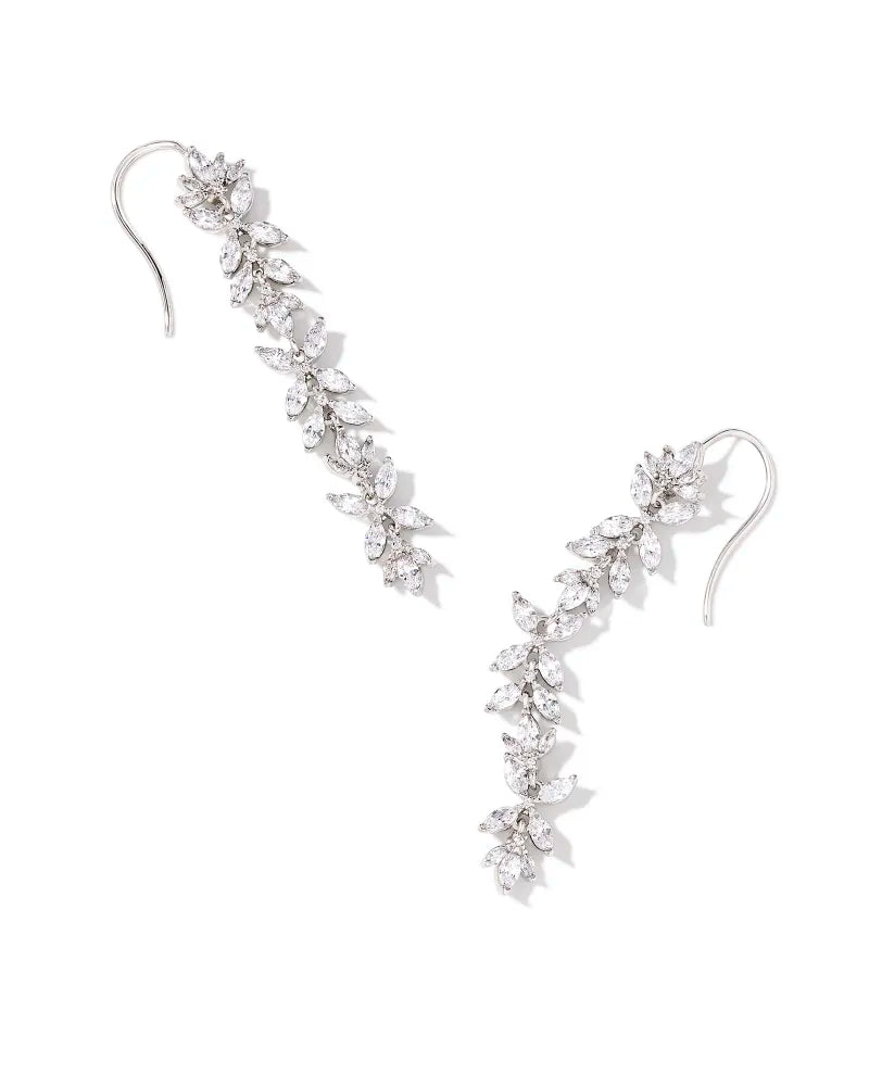 Rosalie Linear Earring in White Crystal