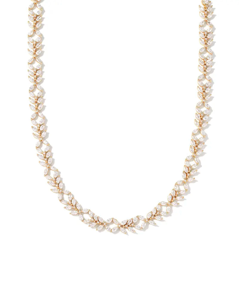 Rosalie Tennis Necklace in White Crystal