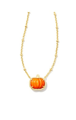 Pumpkin Short Pendant Necklace in Orange Mother of Pearl