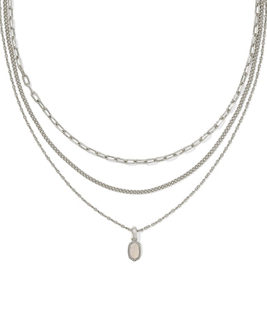 Mini Elisa Triple Strand Necklace in Iridescent Drusy