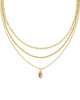 Mini Elisa Gold Triple Strand Necklace in Azalea Illusion