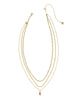 Mini Elisa Gold Triple Strand Necklace in Azalea Illusion