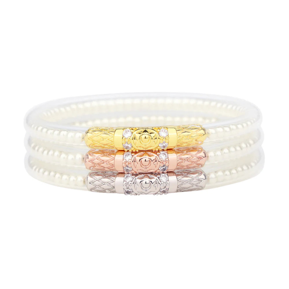 Three Queens All Weather Bangles - Clear White Pearl