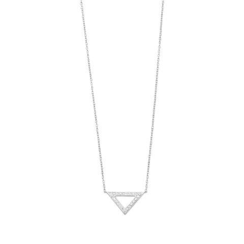 Sterling Silver & Diamond Triangle Necklace