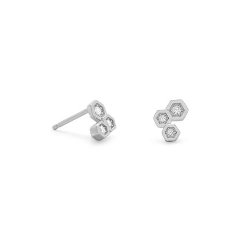 CZ Honeycomb Stud Earrings