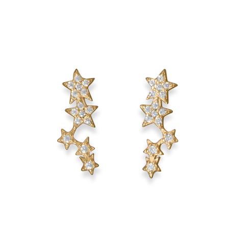 CZ Star Cluster Stud Earrings