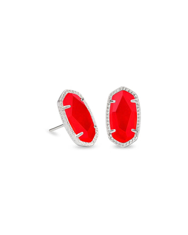 Ellie Silver Stud Earrings in Red Illusion