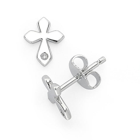 Little Diva Cross Diamond Stud Earrings