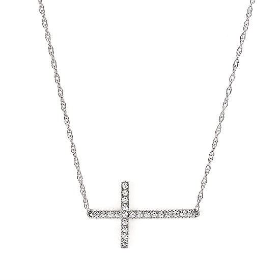 Diamond Sideways Cross Necklace