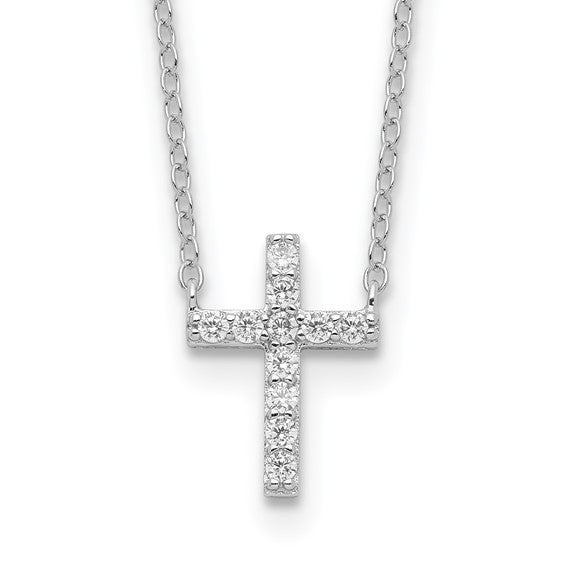 CZ Cross Necklace in Sterling Silver