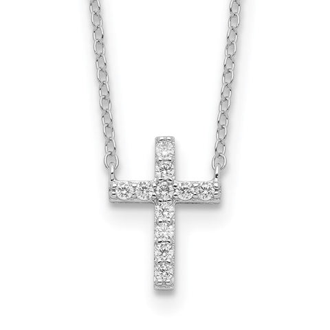 CZ Cross Necklace in Sterling Silver