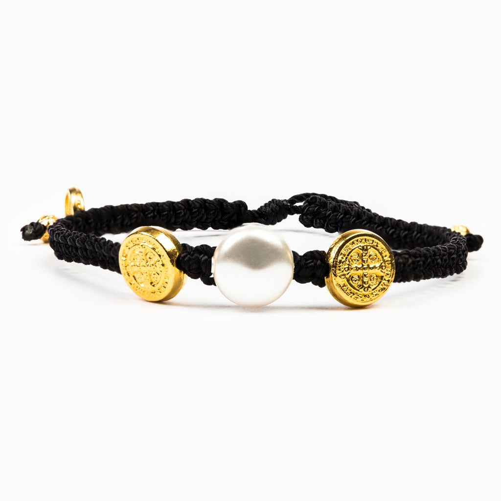 Tan & Silver St. Benedict Blessing Bracelet | The Catholic Company®