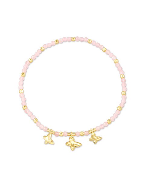 Lillia Butterfly Gold Stretch Bracelet in Pink Cat's Eye