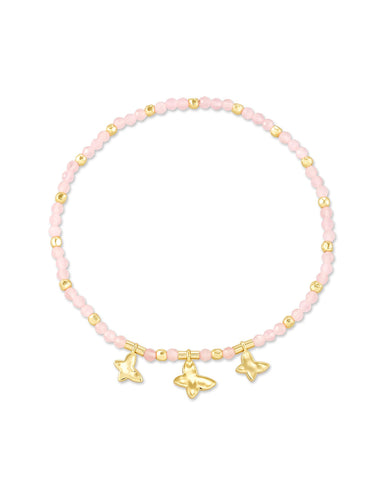 Lillia Butterfly Gold Stretch Bracelet in Pink Cat's Eye