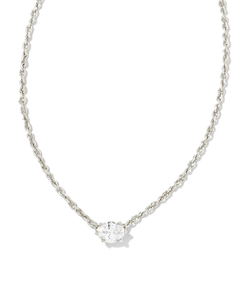 Cailin Silver Pendant Necklace in White CZ