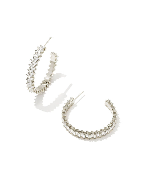 Juliette Hoop Earrings in White Crystal – Michele Jewelry