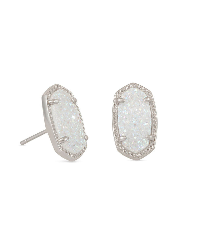 Ellie Silver Stud Earrings in Iridescent Drusy