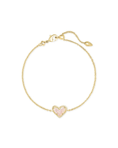 Ari Gold Heart Chain Bracelet in Iridescent Drusy