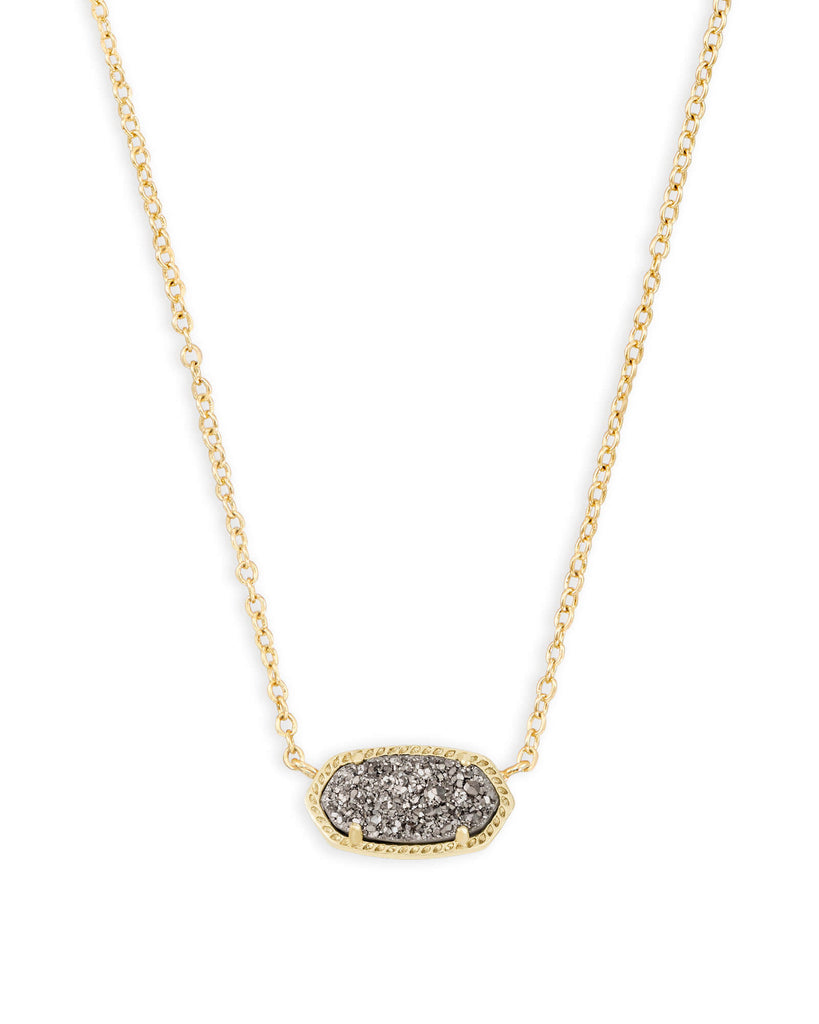 Elisa Gold Pendant Necklace in Platinum Drusy