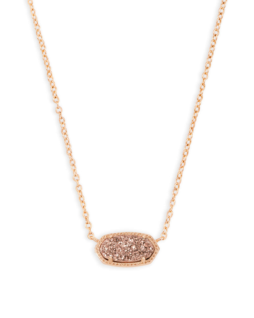 Elisa Rose Gold Pendant Necklace in Rose Gold Drusy